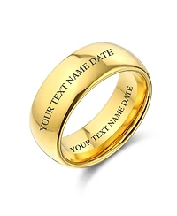 Bling Jewelry Plain Simple Wide Dome Silver Black Gold Plated Titanium Band Ring Comfort Fit 8MM