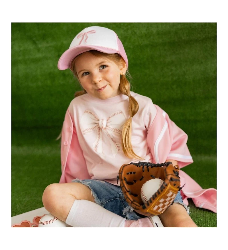 Sweet Wink Baby Girls Baseball Bow Short Sleeve T-Shirt