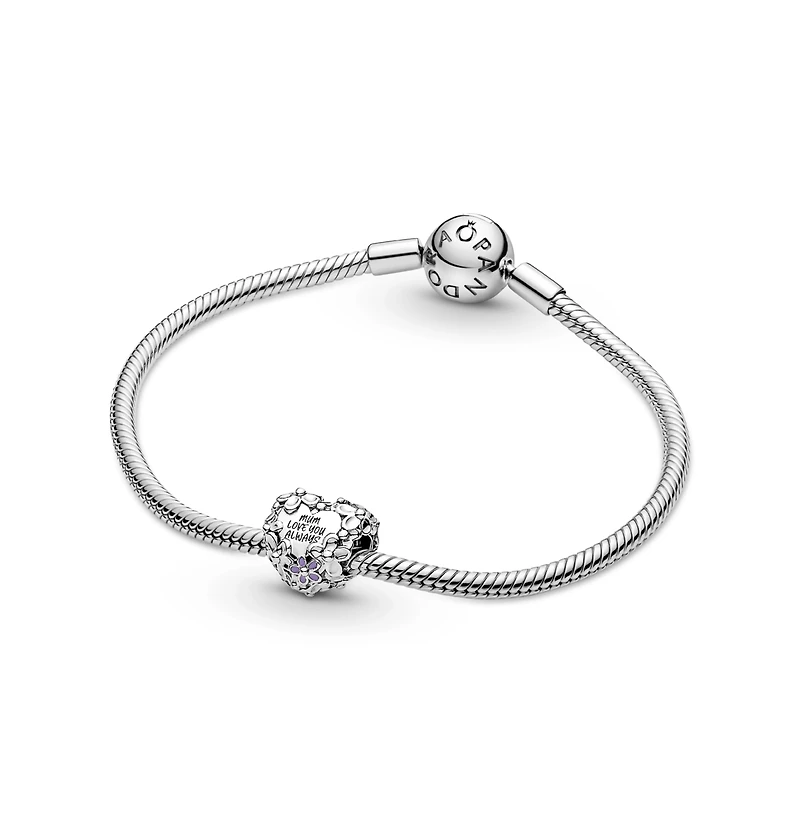 Pandora Sterling Silver Mom Daisy Heart Charms