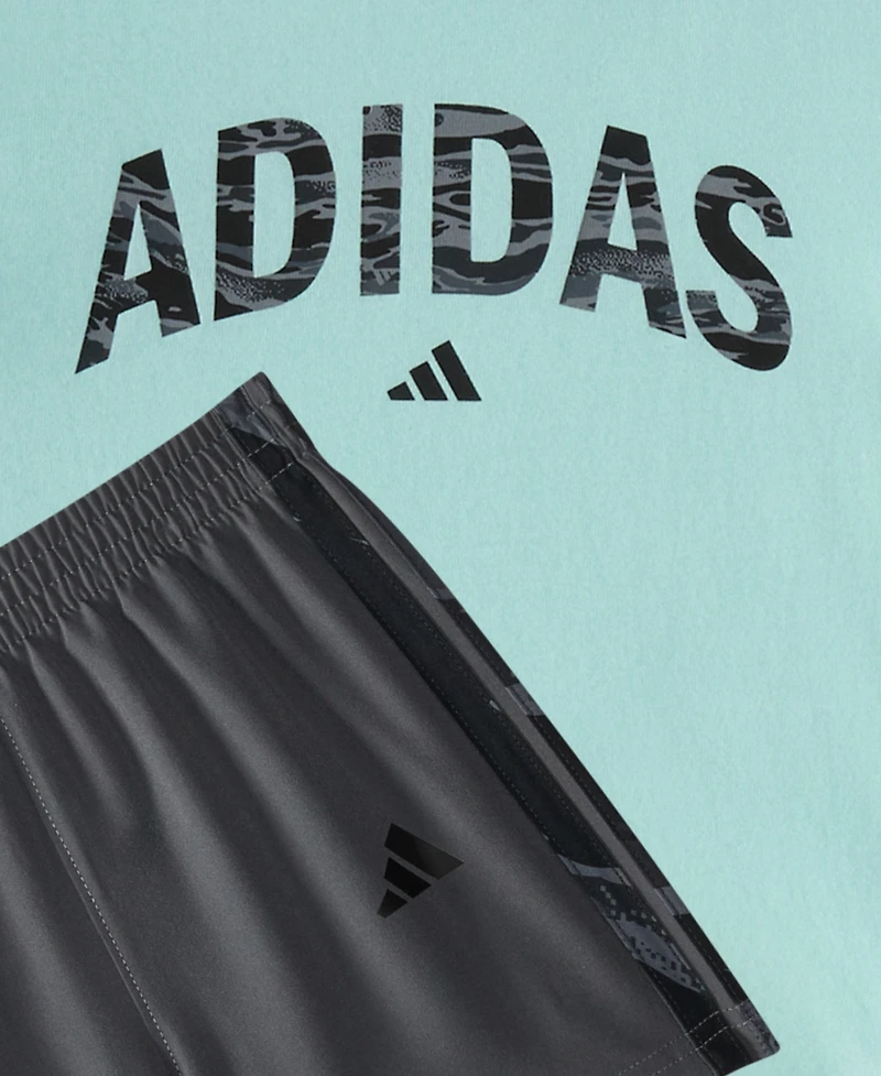 adidas Baby Boys 2-Piece Short Sleeve T-Shirt and Camo 3-Stripe Woven Shorts Set