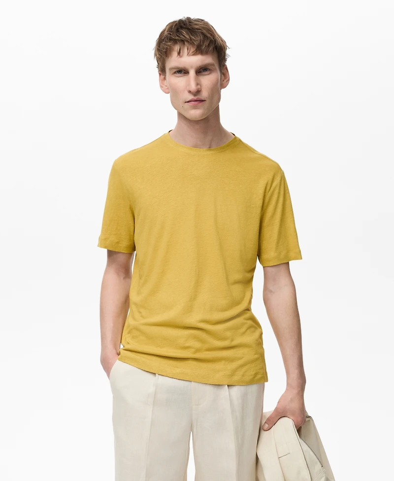 Mango Men's Linen Slim-Fit T-Shirt