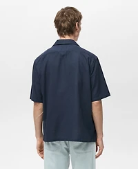 Mango Men's Cotton Check Seersucker Shirt