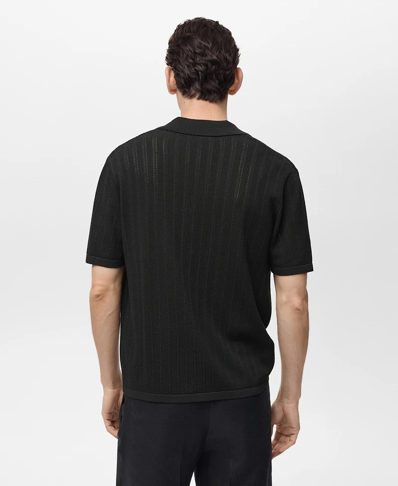 Mango Men's Pointelle Detail Knitted Shirt
