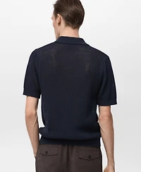 Mango Men's Openwork Knit Cotton Shirt