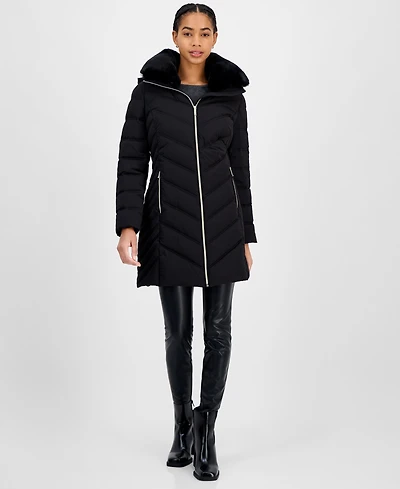 Michael Kors Women's Faux-Fur-Trim Hooded Puffer Coat