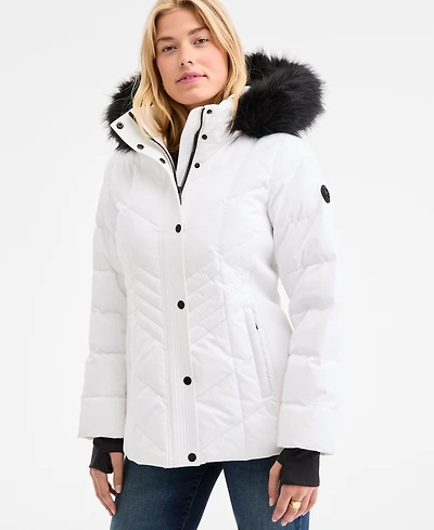 Michael Kors Women's Faux-Fur-Trim Hooded Puffer Coat, Exclusively at Macy's