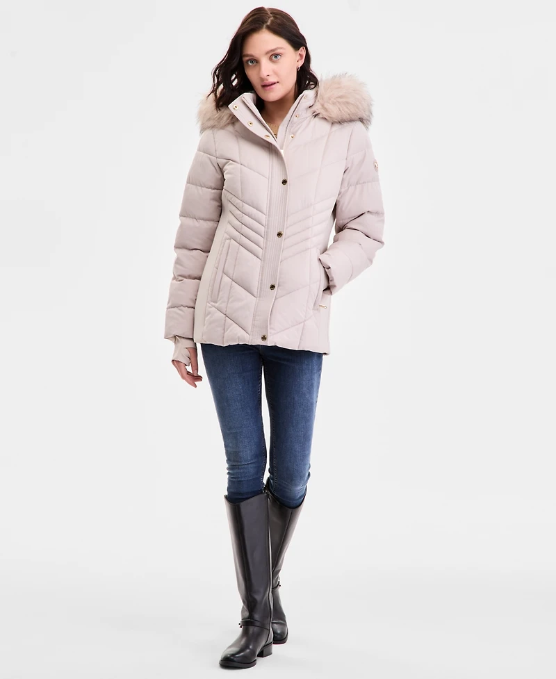 Michael Kors Women's Faux-Fur-Trim Hooded Puffer Coat, Exclusively at Macy's