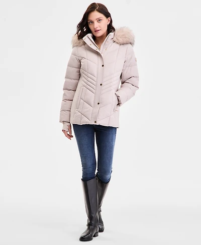 Michael Kors Women's Faux-Fur-Trim Hooded Puffer Coat, Exclusively at Macy's