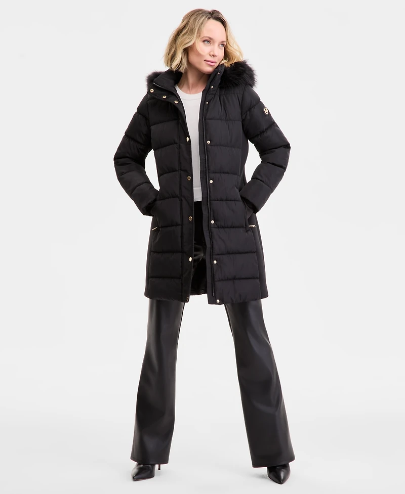 Michael Kors Women's Faux-Fur-Trim Hooded Puffer Coat, Exclusively at Macy's