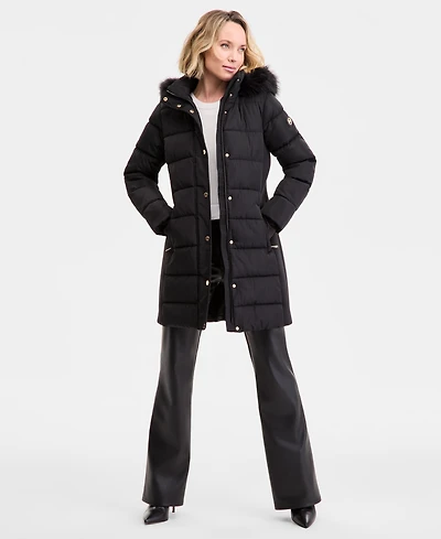 Michael Kors Women's Faux-Fur-Trim Hooded Puffer Coat, Exclusively at Macy's