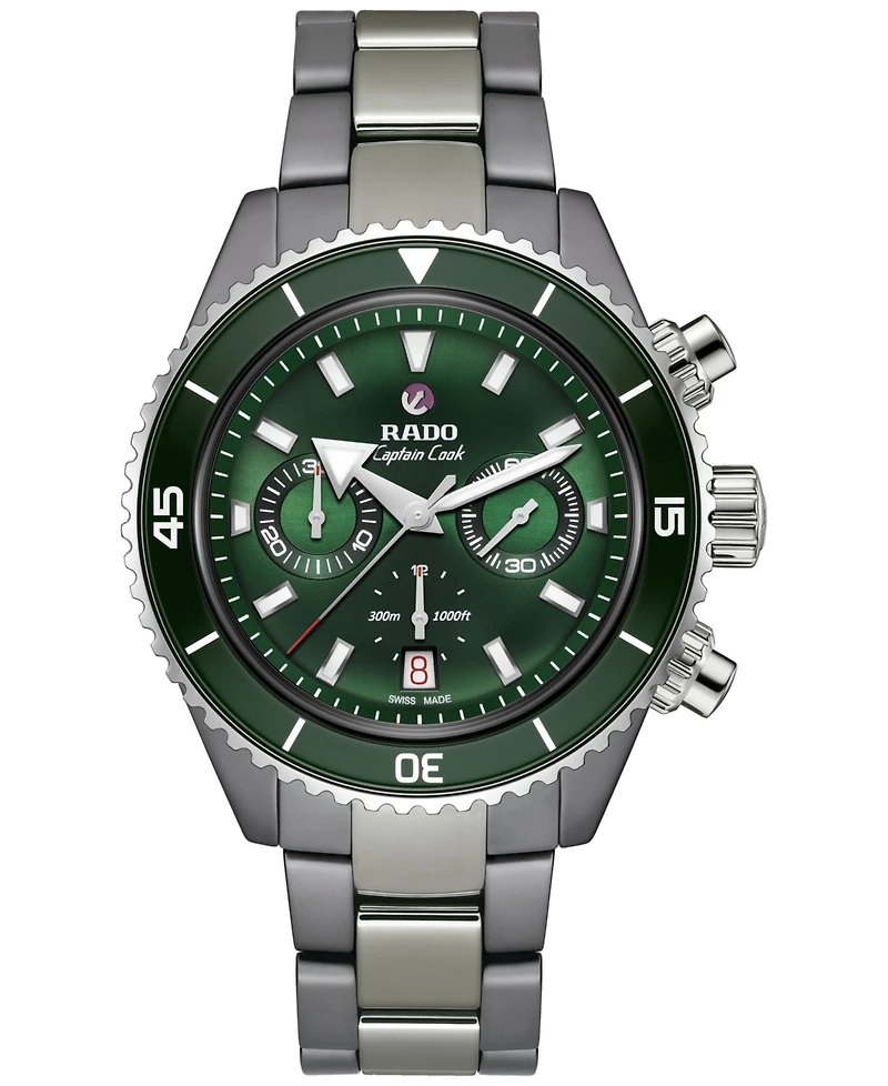 Rado Men's Swiss Automatic Chronograph Silver-Tone High-Tech Ceramic & Titanium Bracelet Watch 43mm