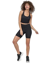 Dkny Sport Women's Rhinestone-Logo Pocket Bike Shorts