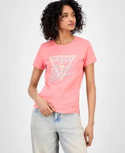 Guess Women's Embellished Love Triangle T-Shirt