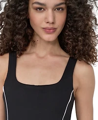 Dkny Sport Women's Contrast-Piping Pleated Sleeveless Dress