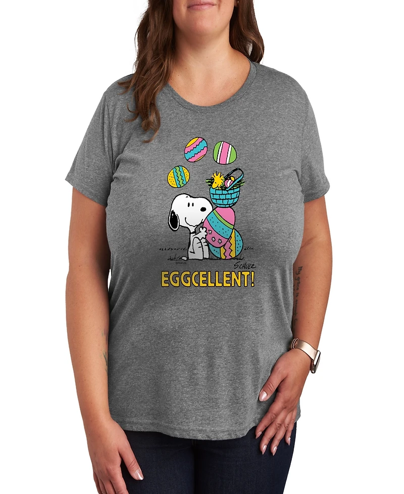 Hybrid Apparel Plus Peanuts Easter Eggcellent Graphic Crew Neck T-Shirt