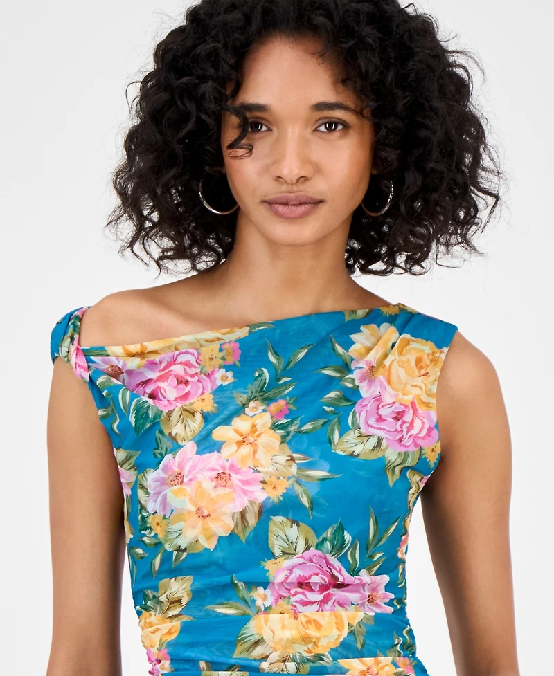 Guess Women's Mirin Floral-Print Off-The-Shoulder Top