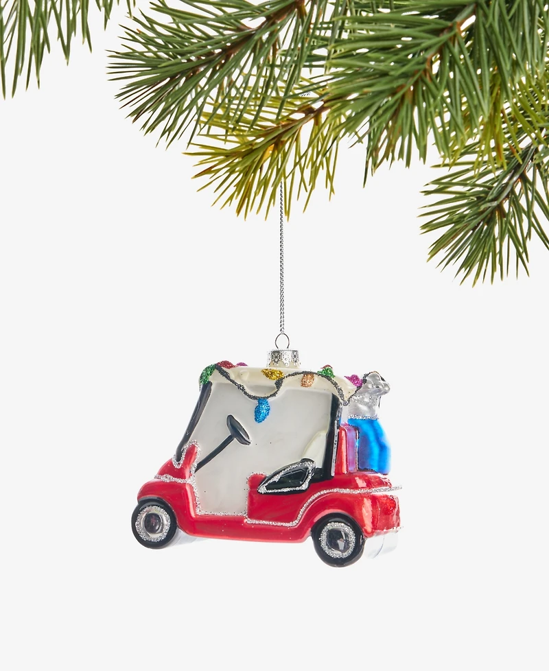 Holiday Lane Sports Glass Santa's Golf Cart Ornament, Macy's Exclusive