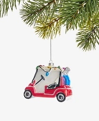 Holiday Lane Sports Glass Santa's Golf Cart Ornament, Macy's Exclusive