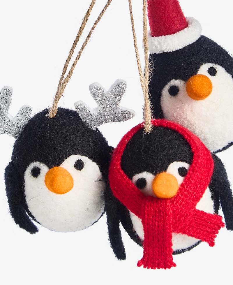 Holiday Lane Tiny Tidings Wool Three Penguins Ornament, Macy's Exclusive