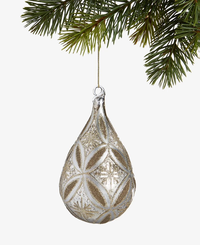 Holiday Lane Blessed Gold-Tone Glass Drop Ornament, Macy's Exclusive