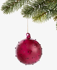 Holiday Lane Berry Tones Glass Clear Red Ball Ornament, Macy's Exclusive