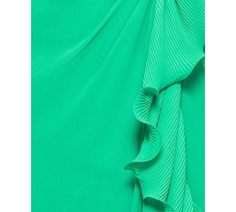 Xscape Women's V-Neck Ruffle-Trim Slit-Front Chiffon Gown