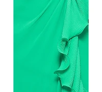 Xscape Women's V-Neck Ruffle-Trim Slit-Front Chiffon Gown