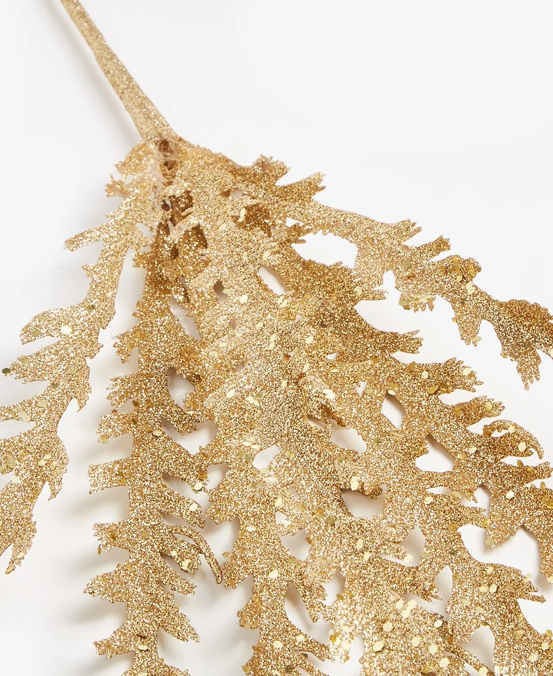 Holiday Lane Enchanted Forest Gold-Tone Leaves Pick Ornament, Macy's Exclusive