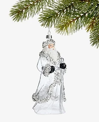 Holiday Lane Gilded Glamour Silver Santa Ornament, Macy's Exclusive