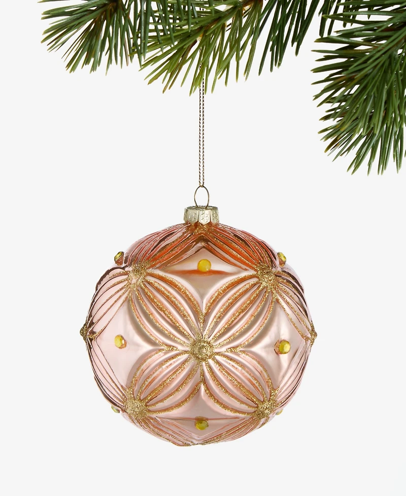 Holiday Lane Glitter Texture Glass Ball Ornament, Macy's Exclusive