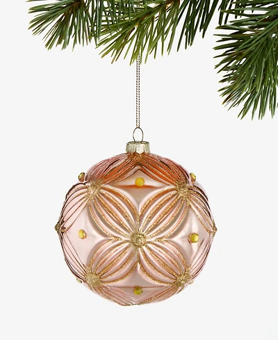 Holiday Lane Glitter Texture Glass Ball Ornament, Macy's Exclusive
