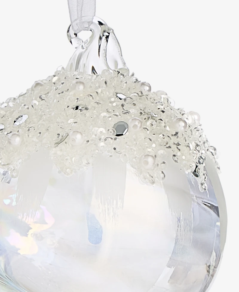 Holiday Lane Iced Delight Glass Ball Ornament, Macy's Exclusive