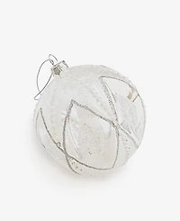 Holiday Lane Iced Delight Glass White Beaded Ball Ornament, Macy's Exclusive