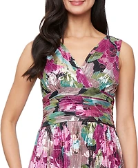 Sl Fashions Plus Size Metallic Floral-Print Gown