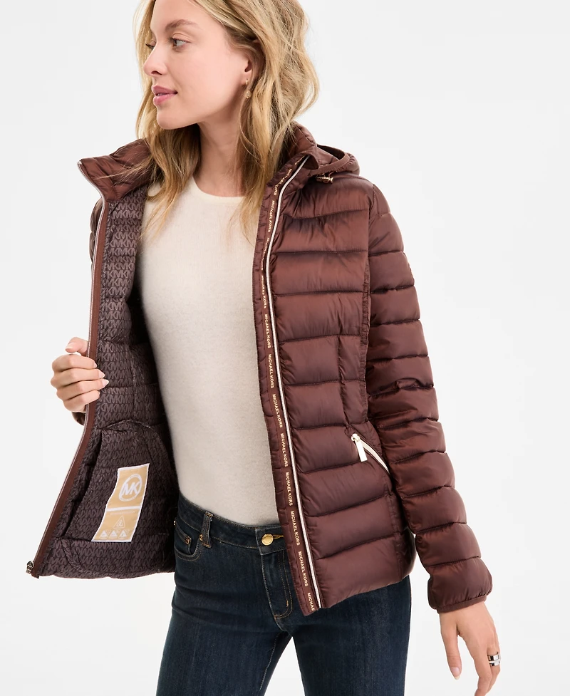 Michael Kors Women's Hooded Shine Packable Puffer Coat, Exclusively at Macy's