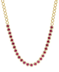 Effy Ruby (4-7/8 ct. t.w.) & Diamond (1-3/8 ct. t.w.) Halo 17-1/2" Collar Necklace in 14k Gold