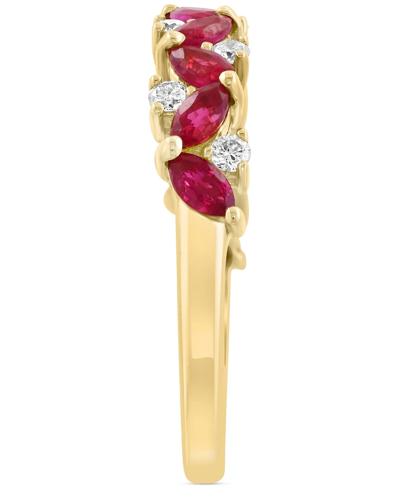 Effy Ruby (1 ct. t.w.) & Diamond (1/5 ct. t.w.) Marquise Cluster Ring in 14k Gold