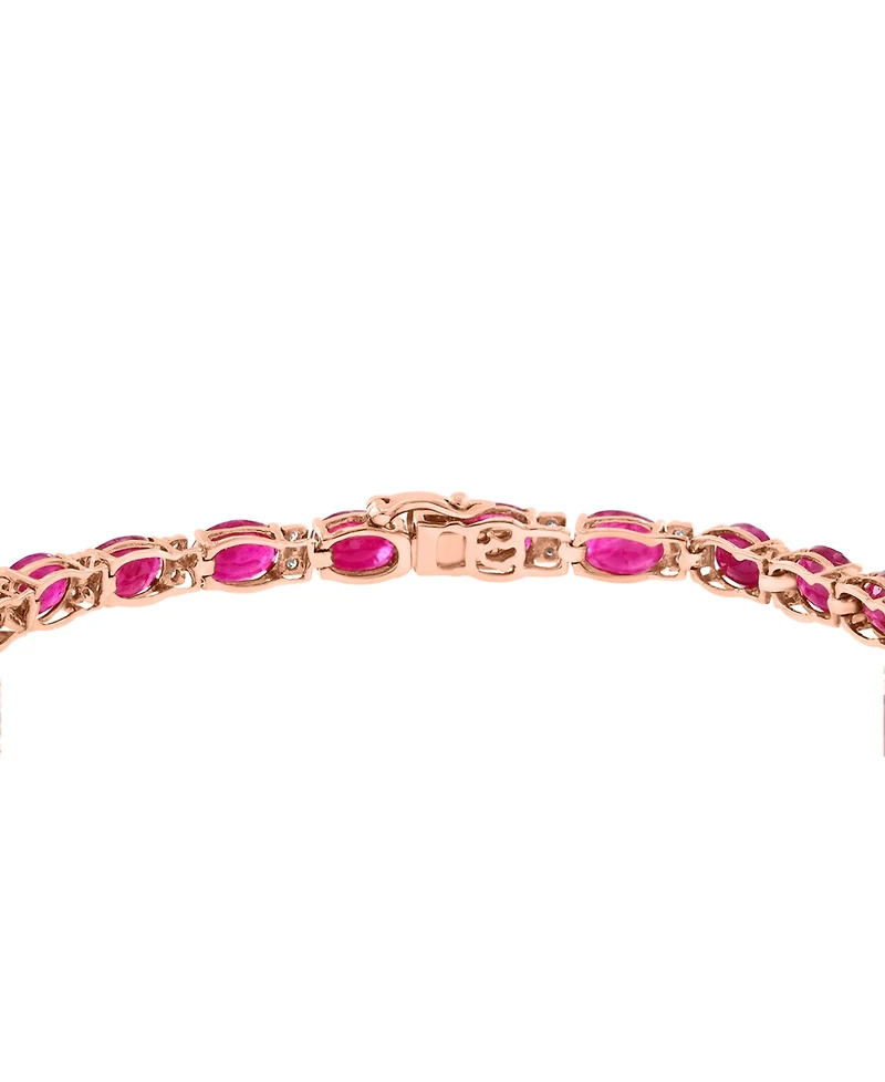 Effy Ruby (13-1/10 ct. t.w.) & Diamond (1/6 ct. t.w.) Oval Tennis Bracelet in 14k Rose Gold