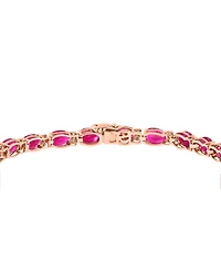 Effy Ruby (13-1/10 ct. t.w.) & Diamond (1/6 ct. t.w.) Oval Tennis Bracelet in 14k Rose Gold