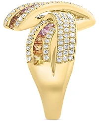 Effy Multi-Sapphire (1-1/4 ct. t.w.), Green Garnet (1/4 ct. t.w.) & Diamond (5/8 ct. t.w.) Crossover Statement Ring in 14k Gold