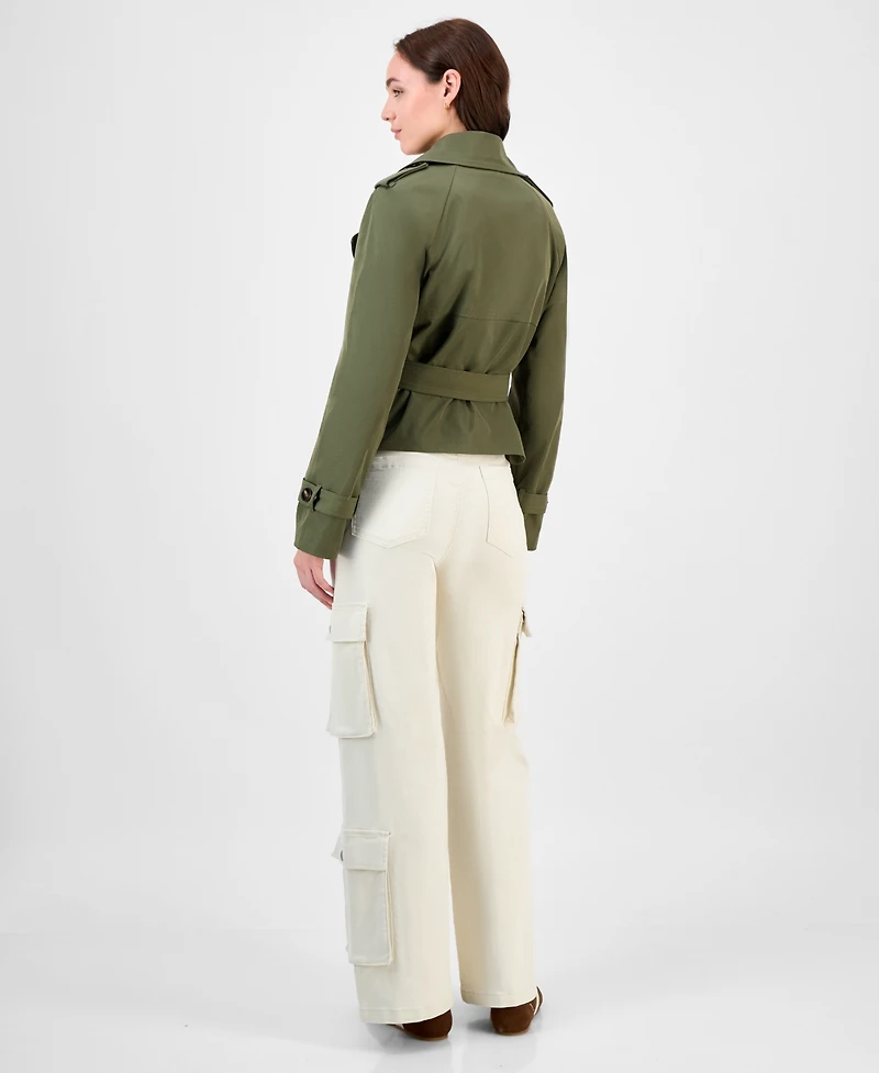 Maralyn & Me Juniors' Cropped Trench Coat, Exclusively at Macy's