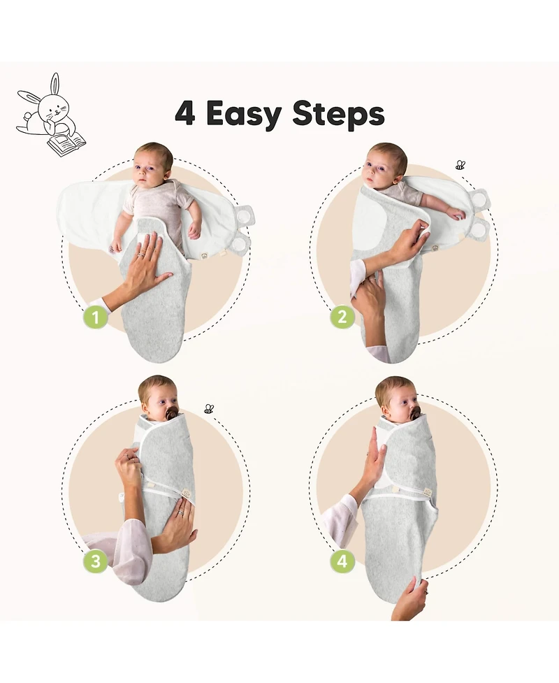 KeaBabies 3-Pack Organic Baby Swaddle Sleep Sacks with Knot Hats, Newborn Swaddles Wrap 0-3 Months, Ergonomic Wearable Blanket