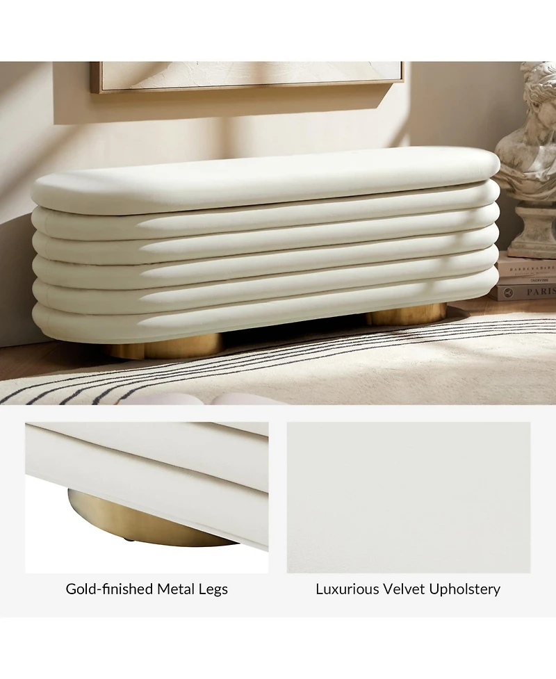 Rupert Bench with Gold-finished Metal Legs