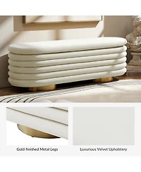 Rupert Bench with Gold-finished Metal Legs