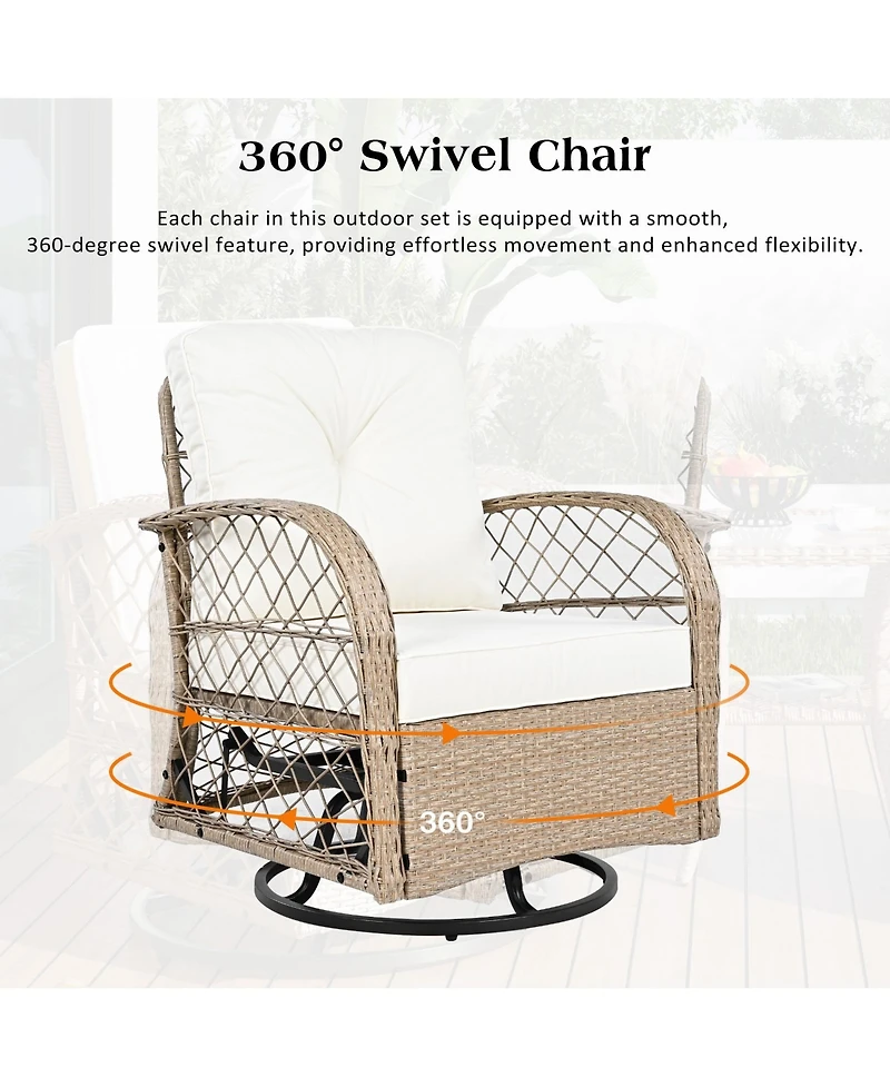 Mondawe 3-piece Outdoor Chair&Table Set Chat 2-person Rattan Seating Group
