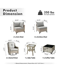 Xizzi 10 Piece Outdoor Patio Furniture with Swivel Rocking Chairs,All Weather Rattan Wicker Sectional Coversation Set Solar Coffee Table, Single
