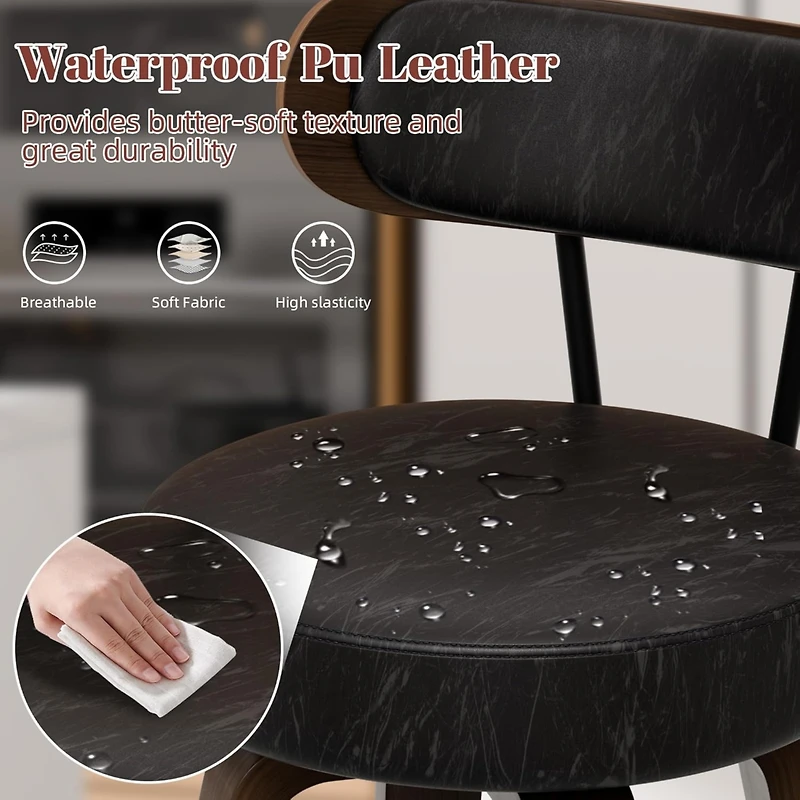 Dyhome 24 inches Bar Stools Set of 3, Modern Counter Height with Wood Back, Boucle Fabric Upholstered Barstools for Home, Cafe