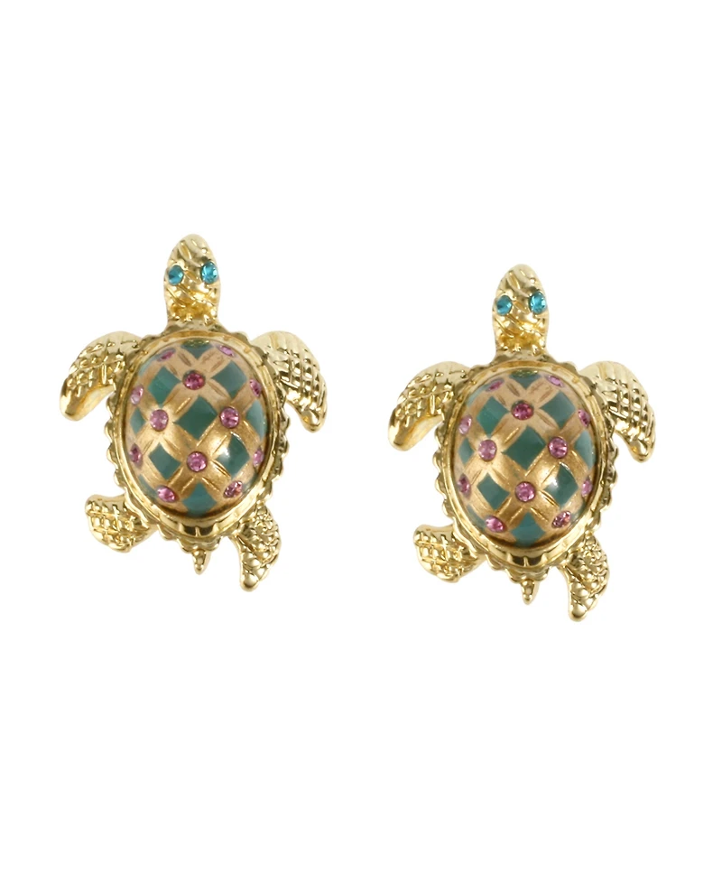Betsey Johnson Faux Stone Turtle Stud Earrings