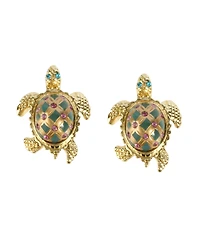 Betsey Johnson Faux Stone Turtle Stud Earrings