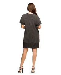 24seven Comfort Apparel Women's V Neck Loose Fit Short Sleeve Pocket T Shirt Dress
